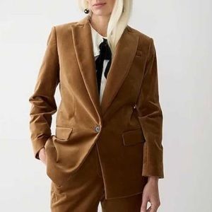 Women's Size 4 J Crew Willa blazer in stretch velvet Caffe Latte brown jacket